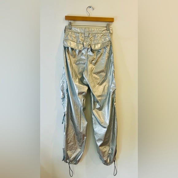 Zara | Metallic Silver Parachute Cargo Pants - Picture 3 of 13